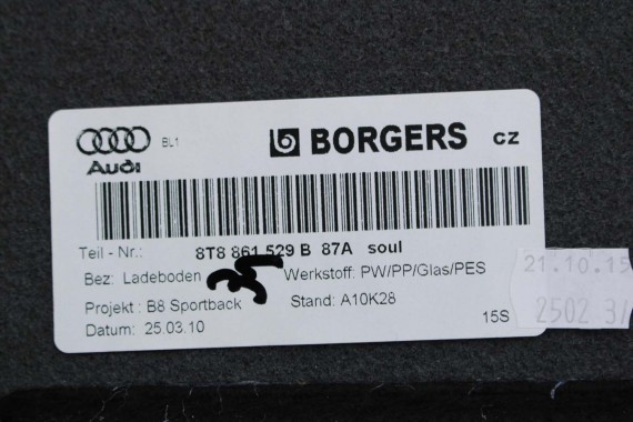 AUDI A5 SPORTBACK BOCZEK DYWAN TAPICERKA BAGAZNIKA 8T8864483 8T8861529 8T0863463 8T8863879M 8T8863880M boczki bagażnik tapicerka