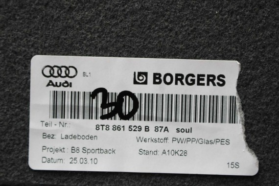 AUDI A5 SPORTBACK BOCZEK DYWAN TAPICERKA BAGAZNIKA 8T8864483 8T8861529 8T0863463 8T8863879M 8T8863880M boczki bagażnik tapicerka