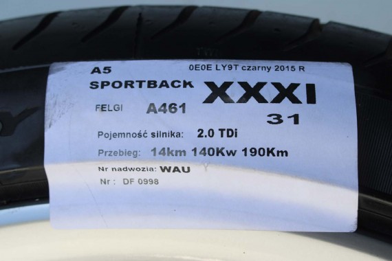 AUDI A4 A5 FELGI 19 cali OPONY KOŁA felga 8T0601025CK 8.5J*19H2 ET32 opona PIRELLI PZERO 255/35/19 96Y lato 8K B8 8T 8T0601025CK