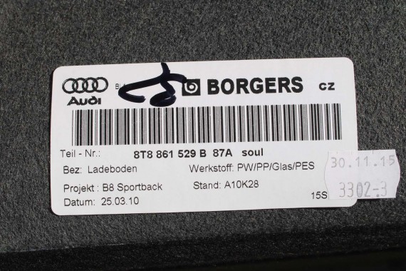 AUDI A5 SPORTBACK BOCZEK DYWAN TAPICERKA BAGAZNIKA 8T8864483 8T8861529 8T0863463 8T8863879M 8T8863880M boczki bagażnik tapicerka