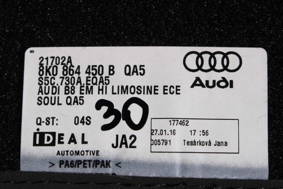 AUDI A4 8K A5 DYWANIKI PODŁOGI 8K1863691F 8K0864450B wycieraczki 8K1863691H 8K0864450C 'QA5' czarny soul) LIFT 8K0 864 450 B 8T8