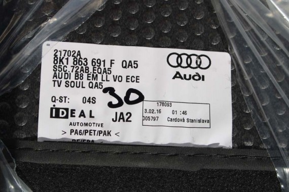 AUDI A4 8K A5 DYWANIKI PODŁOGI 8K1863691F 8K0864450B wycieraczki 8K1863691H 8K0864450C 'QA5' czarny soul) LIFT 8K0 864 450 B 8T8