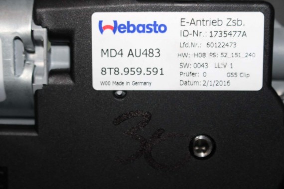 AUDI A5 SPORTBACK SZYBERDACH DACH 8T8877041E 8T8877049 8T8 877 041 E 8T FL LIFT DACH  8T8877041E 8T8877049 8T8877041E 8T8877049