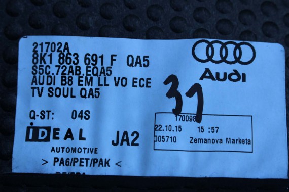 AUDI A4 8K A5 DYWANIKI PODŁOGI 8K1863691F 8K0864450B wycieraczki 8K1863691H 8K0864450C 'QA5' czarny soul) LIFT 8K0 864 450 B 8T8
