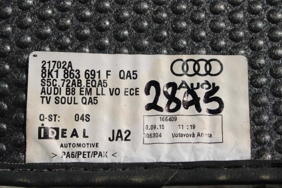 AUDI A4 8K A5 DYWANIKI PODŁOGI 8K1863691F 8K0864450B wycieraczki 8K1863691H 8K0864450C 'QA5' czarny soul) LIFT 8K0 864 450 B 8T8