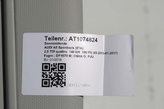 AUDI A5 BLENDY 8U0857551C 8U0857552C SŁONECZNE słonecznik daszek osłona FT9 srebrny 8U0 857 551 552 A4 8K B8 Q5 8R Q3 8U1857551D