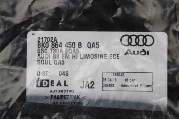 AUDI A4 8K A5 DYWANIKI PODŁOGI 8K1863691F 8K0864450B wycieraczki 8K1863691H 8K0864450C QA5 czarn LIFT 8K0 864 450 8T8 8K1863691