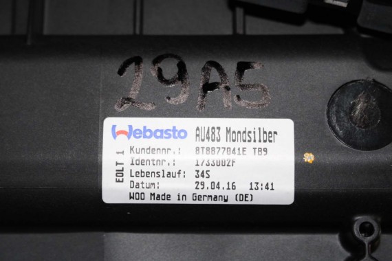 AUDI A5 SPORTBACK SZYBERDACH DACH 8T8877041E 8T8877049 8T8 877 041 E 8T FL LIFT DACH  8T8877041E 8T8877049 8T8877041E 8T8877049