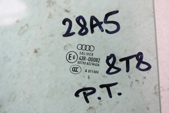 AUDI A5 SPORTBACK SZYBA DRZWI PRAWE 8T8845206 tył 8T8 845 206 prawa tylna drzwiowa rok 2015 kolor E6 AS2 8T8845206A 8T8845206B