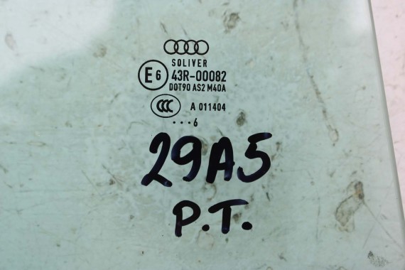 AUDI A5 SPORTBACK SZYBA DRZWI PRAWE 8T8845206 tył 8T8 845 206 prawa tylna drzwiowa rok 2016 kolor E6 AS2 8T8845206A 8T8845206B