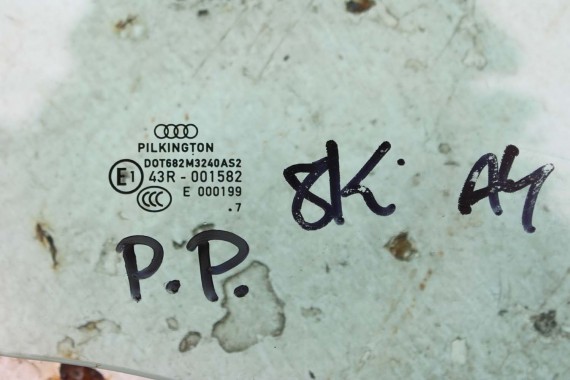 AUDI A4 SZYBA DRZWI PRAWE 8K0845202 prawa przód przednia 8K0 845 201 rok 2007 kolor E1 AS2 drzwiowa 8K0845202B 8K0845202C 8K B8