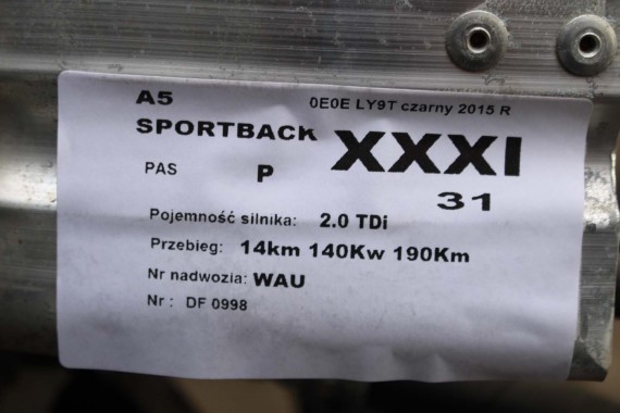 AUDI A5 LIFT PRZÓD 8T LY9T maska błotniki zderzak pas przedni wzmocnienie błotnik lampy Xenon Led 8T0941005C S-LINE 0E0E Czarny