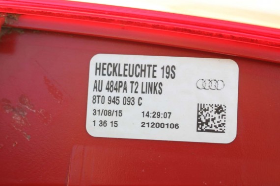 AUDI A5 SPORTBACK TYŁ ZDERZAK tylny + KLAPA BAGAŻNIKA LAMPY LED 8T 8T8 0E0E LY9T S-LINE lampa 8T8945095F 8T8945096F 8T0945093C