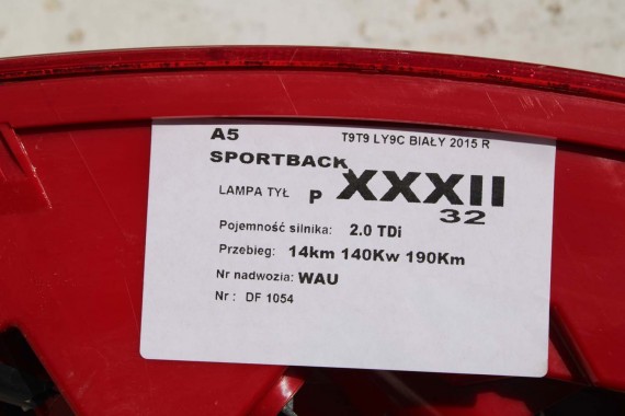 AUDI A5 SPORTBACK LAMPA TYŁ LAMPY TYLNE 8T8945095F 8T8945096F 8T0945093C 8T0945094C 8T8945095F 8T8945096F 8T0945093C 8T0945094C