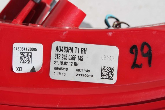 AUDI A5 SPORTBACK TYŁ ZDERZAK tylny + KLAPA BAGAŻNIKA LAMPY LED 8T 8T8 2Y2Y LS9R S-LINE lampa 8T8945095F 8T8945096F 8T0945093C