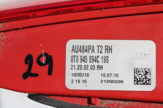AUDI A5 SPORTBACK TYŁ ZDERZAK tylny + KLAPA BAGAŻNIKA LAMPY LED 8T 8T8 2Y2Y LS9R S-LINE lampa 8T8945095F 8T8945096F 8T0945093C