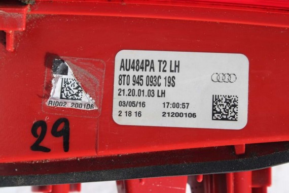 AUDI A5 SPORTBACK TYŁ ZDERZAK tylny + KLAPA BAGAŻNIKA LAMPY LED 8T 8T8 2Y2Y LS9R S-LINE lampa 8T8945095F 8T8945096F 8T0945093C
