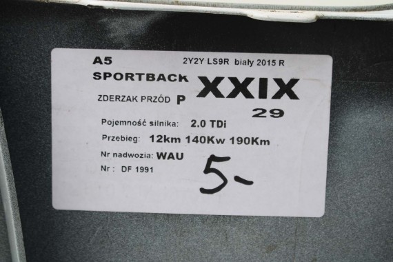 AUDI A5 LIFT PRZÓD 8T LS9R maska błotniki zderzak pas przedni wzmocnienie błotnik lampy Xenon Led 2Y2Y 8T FL 8T0941005C S-LINE