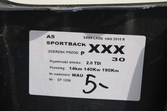 AUDI A5 LIFT PRZÓD 8T LX5Q maska błotniki zderzak pas przedni wzmocnienie błotnik lampy Xenon Led S9S9 8T FL 8T0941005C S-LINE