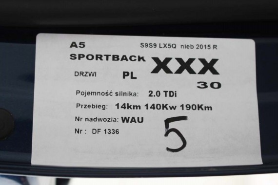 AUDI A5 SPORTBACK DRZWI LEWE PRZÓD + TYŁ STRONA LEWA przednie + tylne 2 sztuki 8T 8T8 S9S9 LX5Q Niebieski 8T8831051 8T8833051