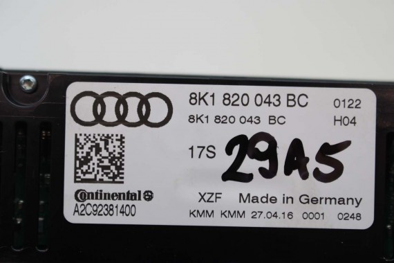 AUDI A4 A5 Q5 PANEL KLIMATYZACJI 8K1820043BC moduł sterownik nawiewu klimy 8K1 820 043 BC 8K 8T 8K1820043AE 8K1820043AC FL LIFT