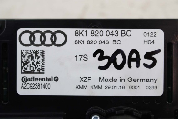 AUDI A4 A5 Q5 PANEL KLIMATYZACJI 8K1820043BC moduł sterownik nawiewu klimy 8K1 820 043 BC 8K 8T 8K1820043AE 8K1820043AC FL LIFT