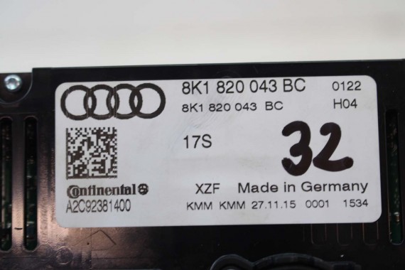 AUDI A4 A5 Q5 PANEL KLIMATYZACJI 8K1820043BC moduł sterownik nawiewu klimy 8K1 820 043 BC 8K 8T 8K1820043AE 8K1820043AC FL LIFT