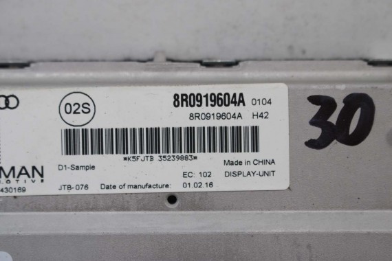 AUDI A4 A5 Q5 A6 Q7 MONITOR LCD MMI 8R0919604A 8K 8R0 919 604 A ekran wyświetlacz 8R0919604 8F0919604 4F0919604 8R0 919 604