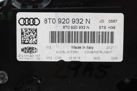 AUDI A5 ZEGAR LICZNIK ZEGARY DIESEL 8T0920932N 8T0 920 932 N prędkościomierz wskaźnik prędkości SPORTACK FL 8T0920932N 8T0920932