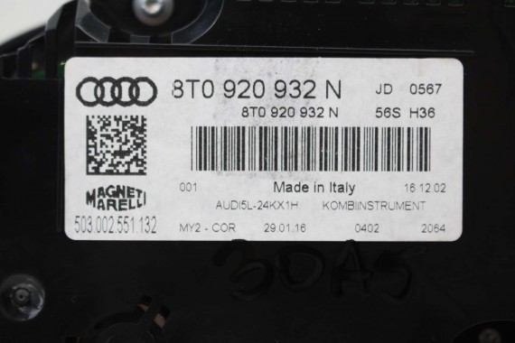 AUDI A5 ZEGAR LICZNIK ZEGARY DIESEL 8T0920932N 8T0 920 932 N prędkościomierz wskaźnik prędkości SPORTACK FL 8T0920932N 8T0920932