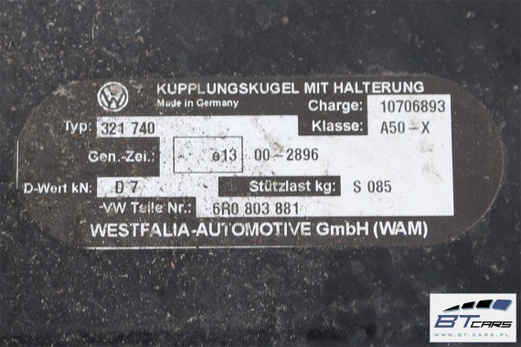 VW POLO BELKA ZDERZAKA TYŁ HAK 6R0803882 6R0803881 sterownik 6C0907383B 5Q0907383 5Q0907383B holowniczy + moduł 6R 6C 6R0803881