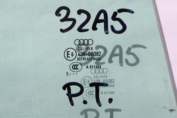 AUDI A5 SPORTBACK SZYBA DRZWI PRAWE 8T8845206 tył 8T8 845 206 prawa tylna drzwiowa rok 2015 kolor E6 AS2 8T8845206A 8T8845206B