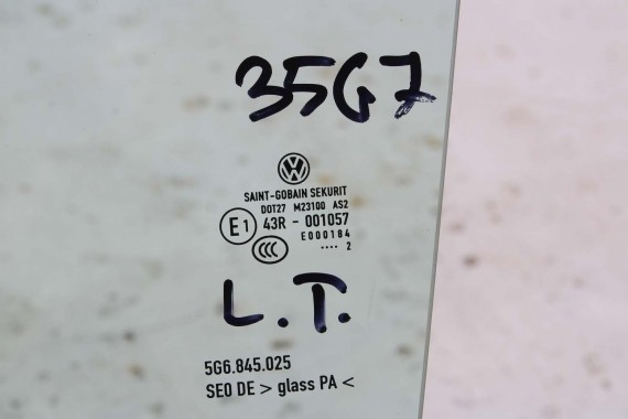 VW GOLF 7 VII SZYBA DRZWI LEWE 5G6845025 lewa tył tylna 5G6 845 025 rok 2012 zielony E1 AS2 drzwiowa 5G 5G4 5G6 FL 5G6845025