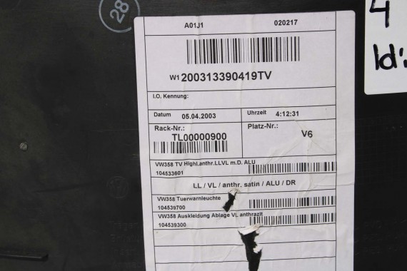 VW TOURAN BOCZEK BOCZKI DRZWI drzwiowe tapicerka antarcyt welur 1T1867011 1T1867012 1T0867211 1T0867212 1T1867011 1T1867012 1T0