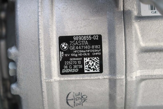 BMW X6 POMPA KLIMATYZACJI 9890655 KLIMY SPRĘŻARKA KOMPRESOR 7SAS17A 64529890655 6861436 6861434 6826881 6995918 9384630 6926545