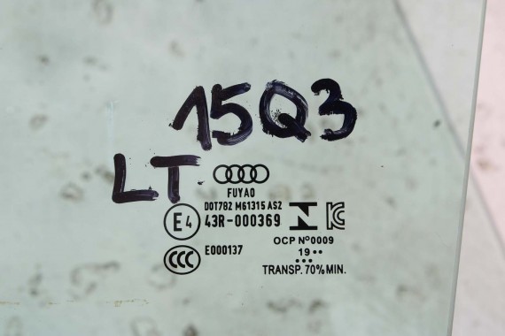 AUDI Q3 SZYBA DRZWI 83A845205 LEWA TYŁ TYLNA 83A 845 205 drzwiowa boczna AS2 2019 83A845205B 83A845205 83A845205B 83A 845 205