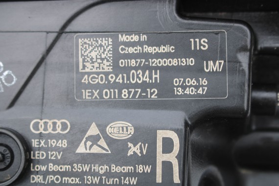 AUDI A6 4G LAMPY REFLEKTORY 4G0941033H 4G0941034H przód przednie lampa 7PP941472J 4G0907397Q FULL LED C7 4G0941733H 4G0941734H
