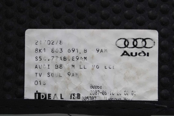 AUDI A5 DYWANIKI PODŁOGI 8T0864450 8K1863691B wycieraczki 8K1863691F 8K1863691H 9AM QA5 czarny 8T 8K1863691 8T0864450A 8K1863691