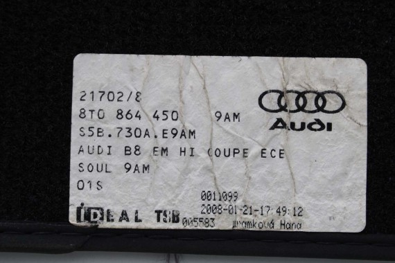 AUDI A5 DYWANIKI PODŁOGI 8T0864450 8K1863691B wycieraczki 8K1863691F 8K1863691H 9AM QA5 czarny 8T 8K1863691 8T0864450A 8K1863691