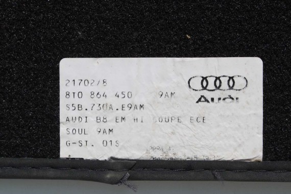 AUDI A5 DYWANIKI PODŁOGI 8K1863691C 8T0864450A wycieraczki 8K1863691G 9AM QA5 czarny 8T 8K1863691C 8K1863691G 8T0864450A