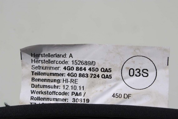 AUDI A6 A7 DYWANIKI PODŁOGI 4G1863691 4G0864450 wycieraczki 4G0864450 4G1 863 691 QA5 czarny 4G1863691 4G0864450 4G1863691 4G C7