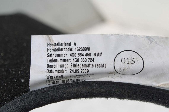 AUDI A6 A7 DYWANIKI PODŁOGI 4G1863691 4G0864450 wycieraczki 4G0864450 4G1 863 691 QA5 czarny 4G1863691 4G0864450 4G1863691 4G C7