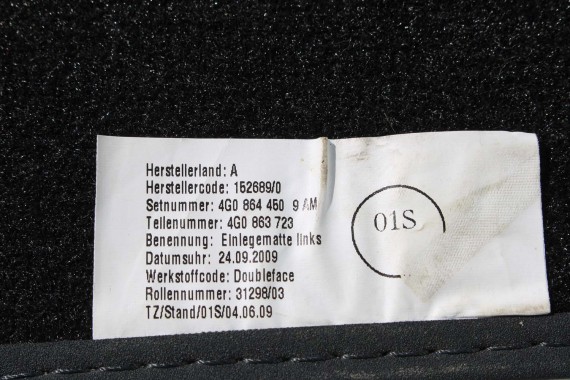 AUDI A6 A7 DYWANIKI PODŁOGI 4G1863691 4G0864450 wycieraczki 4G0864450 4G1 863 691 QA5 czarny 4G1863691 4G0864450 4G1863691 4G C7