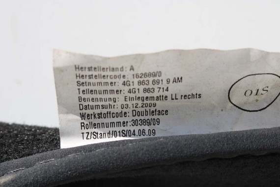 AUDI A6 A7 DYWANIKI PODŁOGI 4G1863691 4G0864450 wycieraczki 4G0864450 4G1 863 691 9AM czarny 4G1863691 4G0864450 4G1863691 4G C7