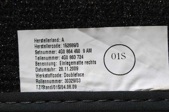 AUDI A6 A7 DYWANIKI PODŁOGI 4G1863691 4G0864450 wycieraczki 4G0864450 4G1 863 691 9AM czarny 4G1863691 4G0864450 4G1863691 4G C7