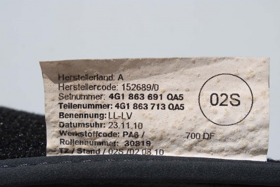 AUDI A6 A7 DYWANIKI PODŁOGI 4G1863691 4G0864450 wycieraczki 4G0864450 4G1 863 691 QA5 czarny 4G1863691 4G0864450 4G1863691 4G C7