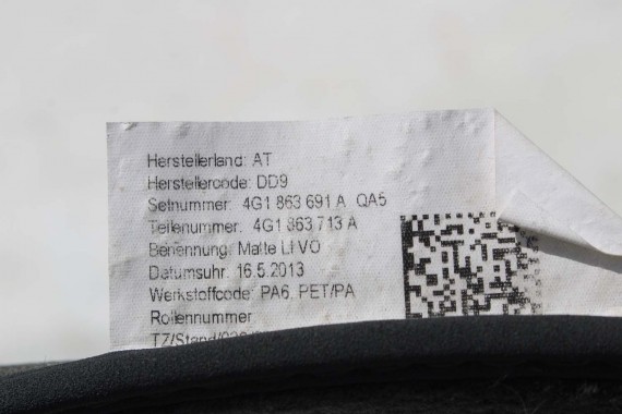 AUDI A6 A7 DYWANIKI PODŁOGI 4G1863691 4G0864450 wycieraczki 4G0864450 4G1 863 691 QA5 czarny 4G1863691A 4G0864450 4G1863691 4G