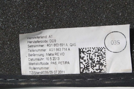 AUDI A6 A7 DYWANIKI PODŁOGI 4G1863691 4G0864450 wycieraczki 4G0864450 4G1 863 691 QA5 czarny 4G1863691A 4G0864450 4G1863691 4G