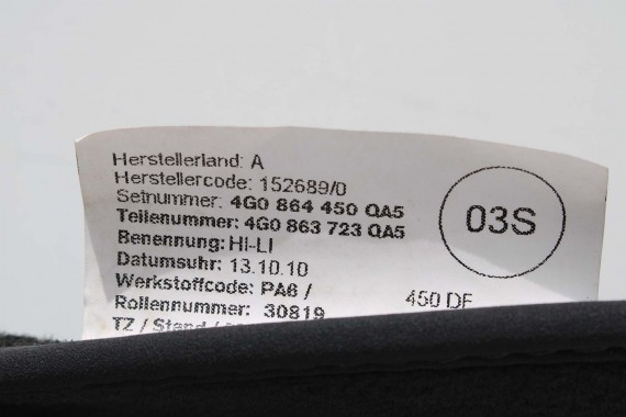 AUDI A6 A7 DYWANIKI PODŁOGI 4G1863691 4G0864450 wycieraczki 4G0864450 4G1 863 691 9AM czarny 4G1863691 4G0864450 4G1863691 4G C7