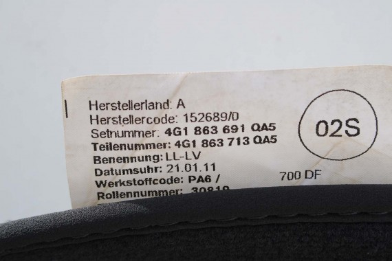 AUDI A6 A7 DYWANIKI PODŁOGI 4G1863691 4G0864450 wycieraczki 4G0864450 4G1 863 691 QA5 czarny 4G1863691 4G0864450 4G1863691 4G C7